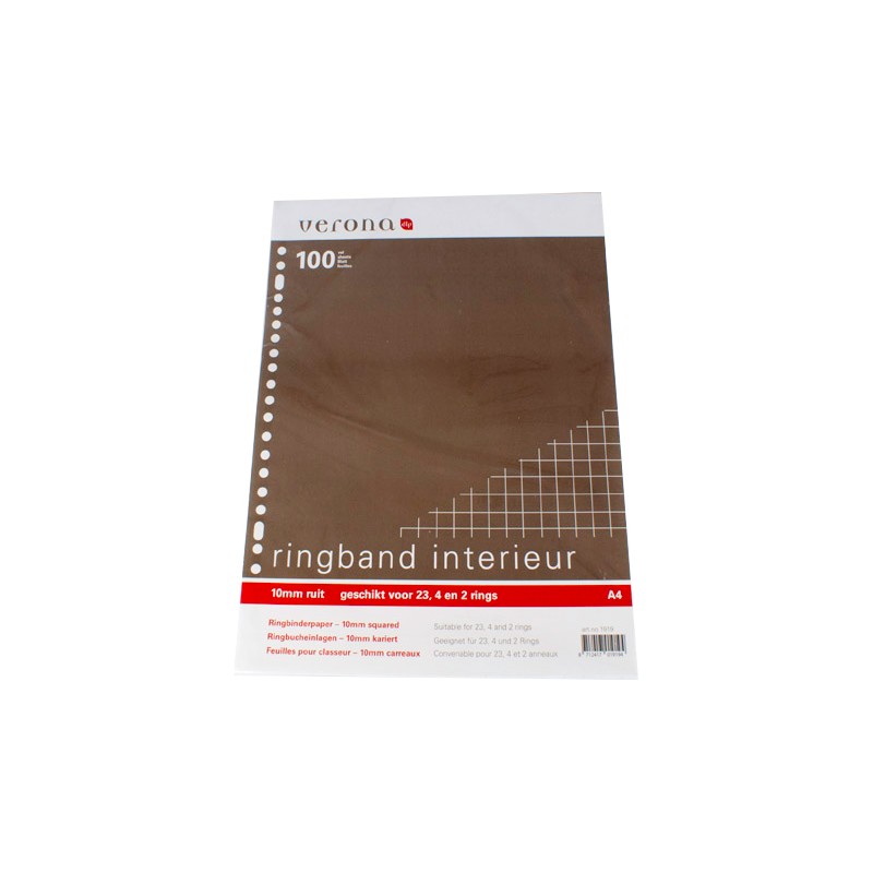 Reliure à anneaux Vérone intérieure A4 23 anneaux carrés 10mm 100 feuilles
