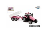 Kids Globe Tractor met aanhanger met licht en geluid die cast rose
