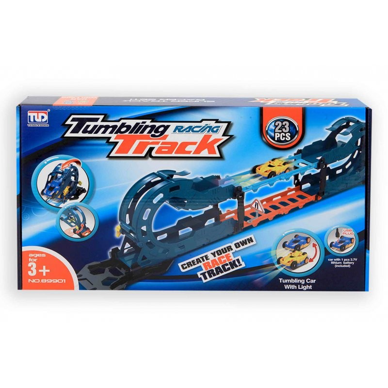 Racetrack Tumbling 23 pièces + voiture avec lumière (fonctionne sur USB)
