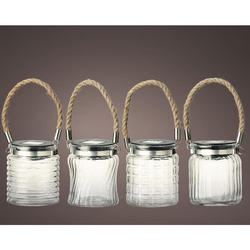 Lumineo LED solar lantaarn glas buiten 7,5x9cm (incl. batterij)