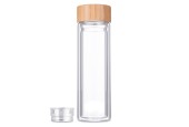 Flacon à infusion double paroi verre/bambou 400ml avec passoire inox