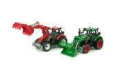 Tracteur à friction avec chargeur frontal 24cm. Rouge ou vert. Dans la boîte de fenêtre
