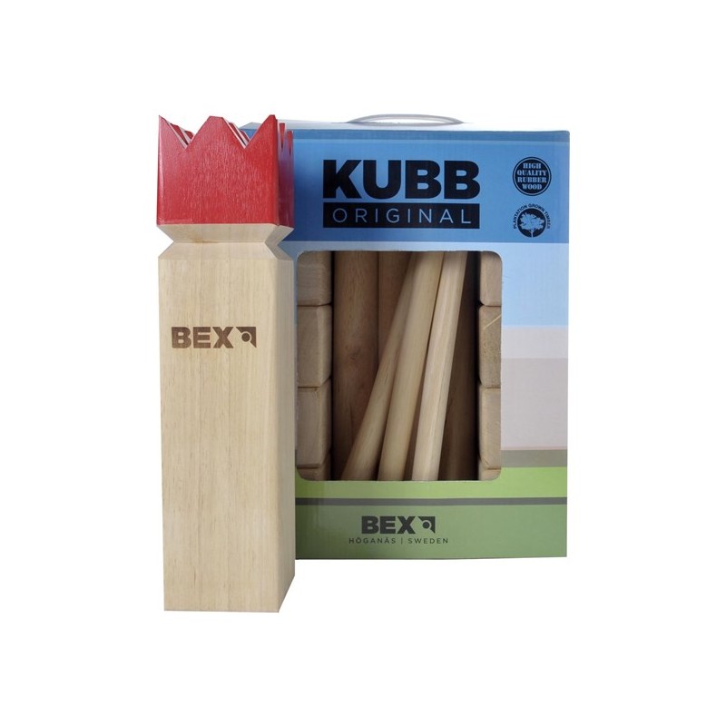 Bex Kubb Original hévéa avec roi rouge