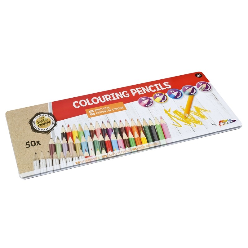 Grafix 50 crayons de couleur dans une boîte