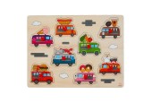 Puzzle boutons en bois Camion alimentaire 30x23cm